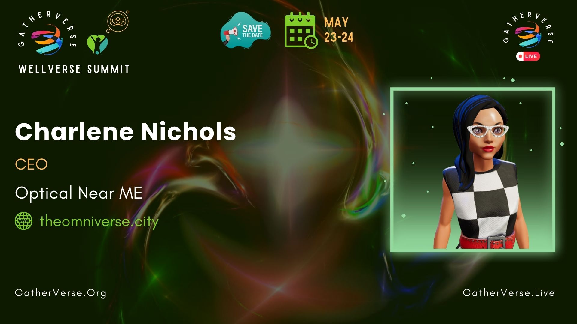 Charlene Nichols - GatherVerse WellVerse Summit - Speaker Card