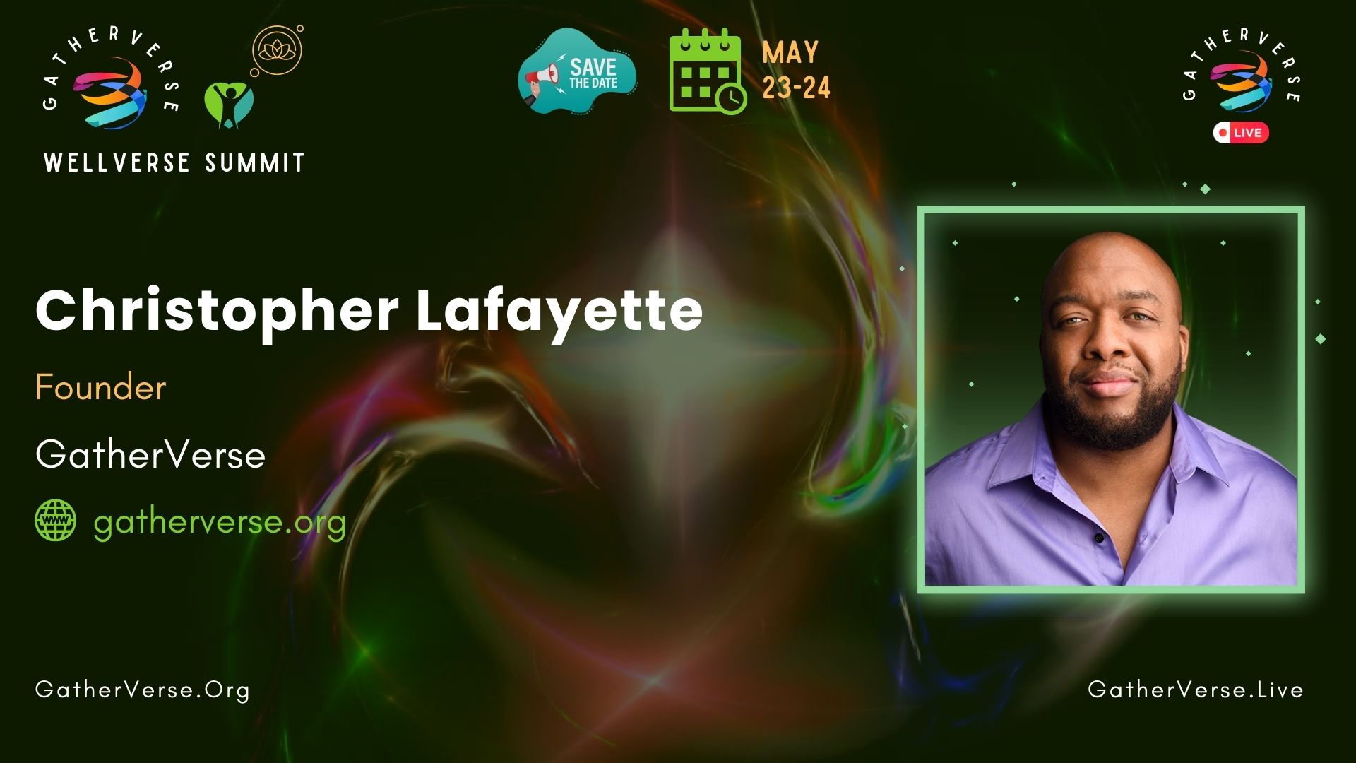 Christopher Lafayette - GatherVerse WellVerse Summit - Speaker Card