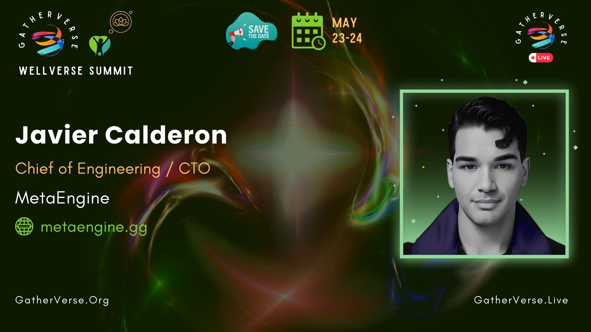 Javier Calderon - GatherVerse WellVerse Summit - Speaker Card