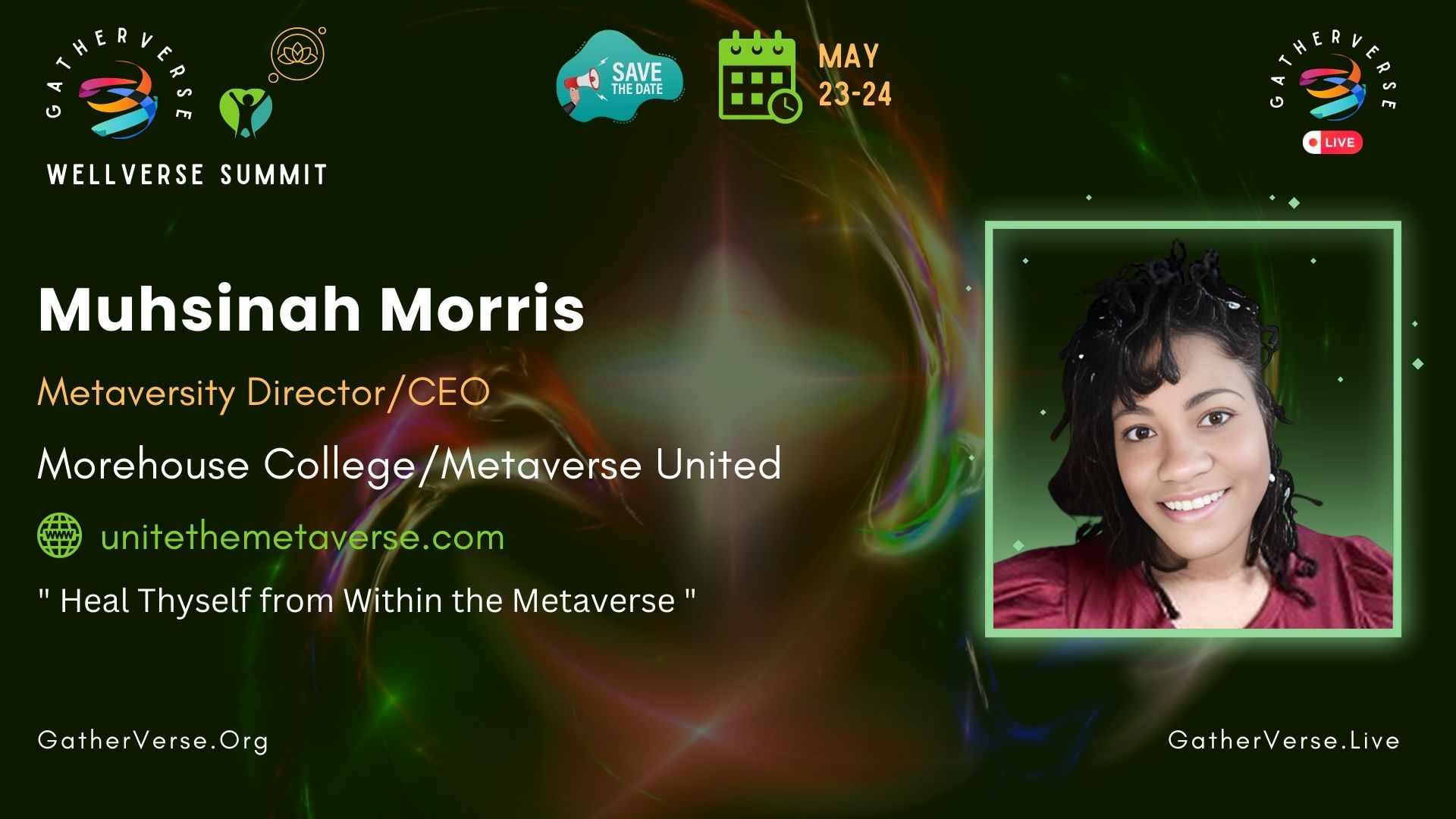 Muhsinah Morris - GatherVerse WellVerse Summit - Speaker Card