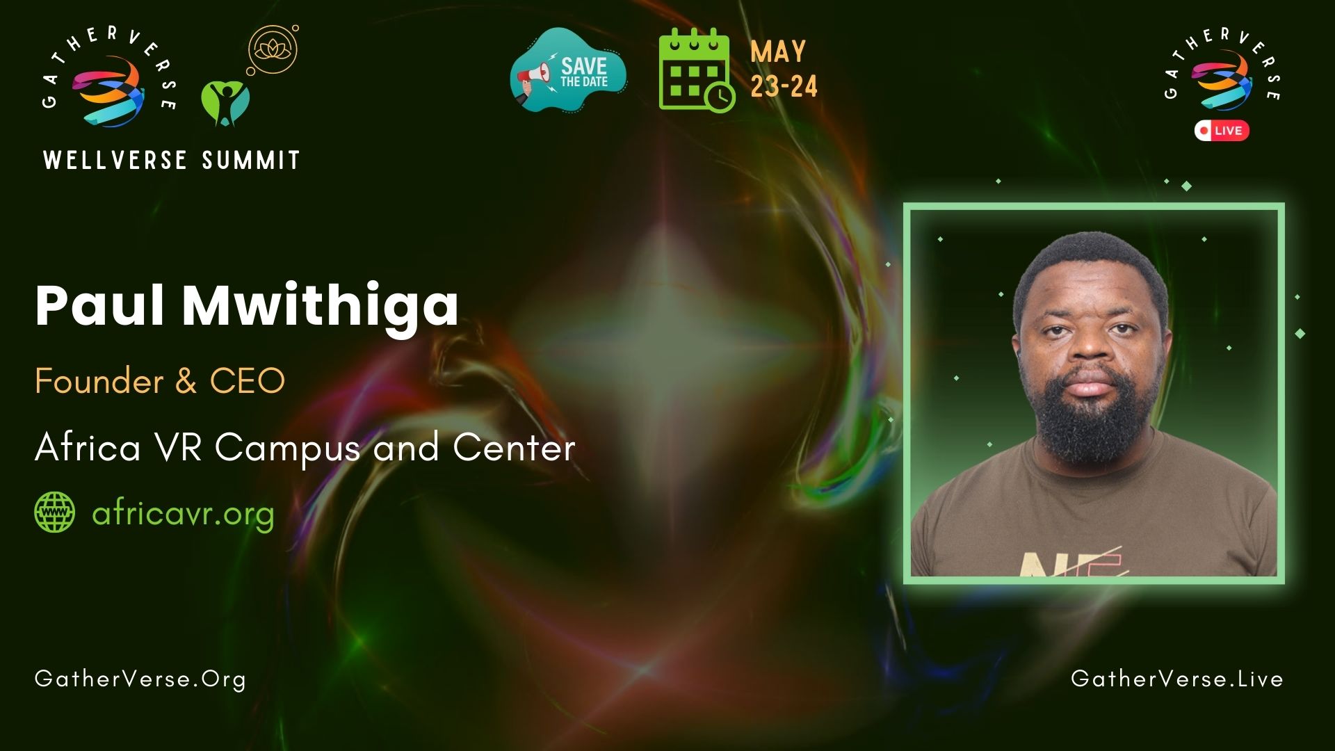 Paul Mwithiga - GatherVerse WellVerse Summit - Speaker Card