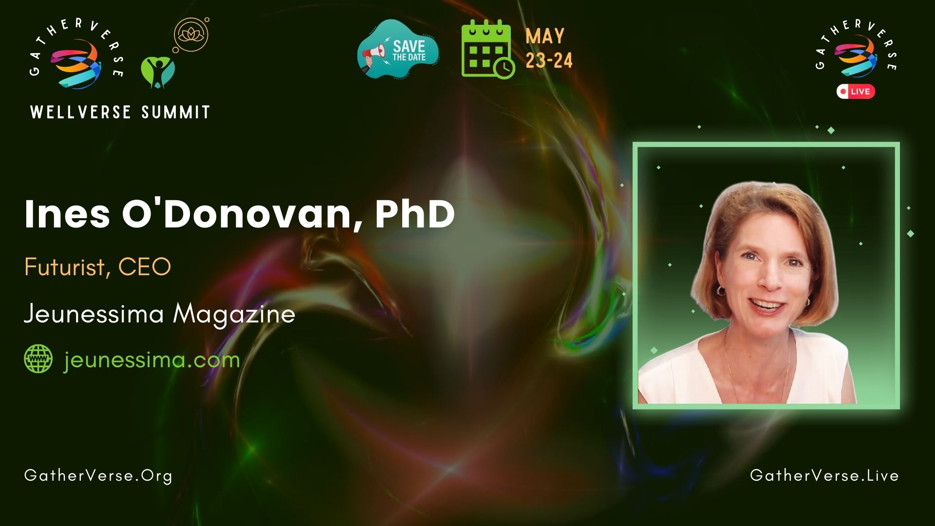 Ines O'Donovan, PhD - GatherVerse WellVerse Summit - Speaker Card