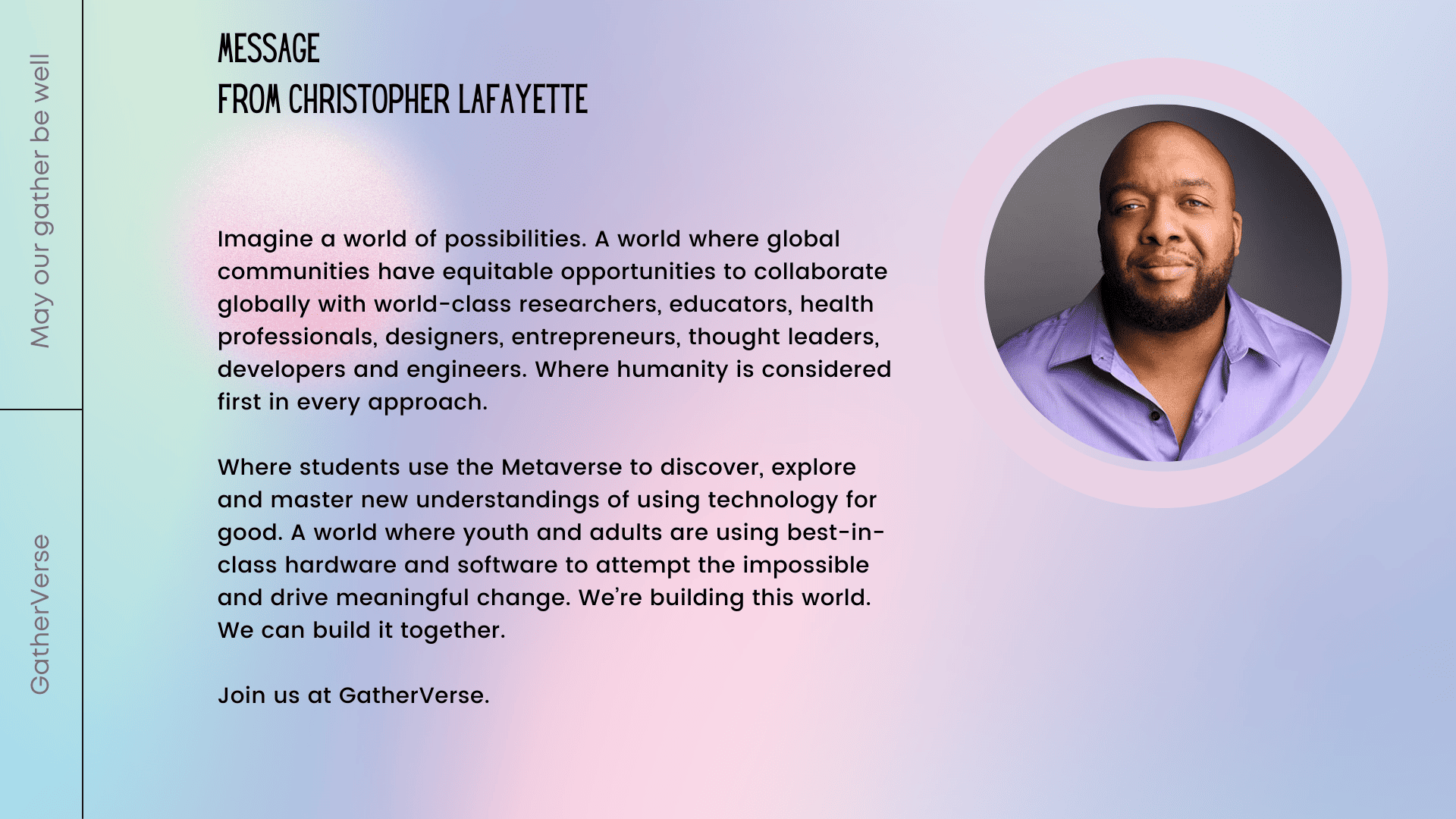 Message From Christopher Lafayette Message From Christopher Lafayette