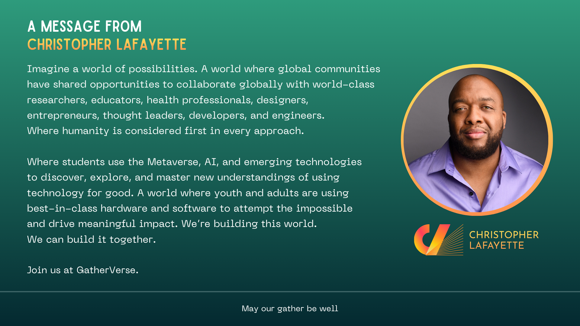 A Message from Christopher Lafayette A Message from Christopher Lafayette